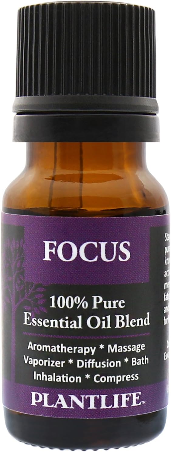 Plantlife Focus Aromatherapy Essential Oil Blend - Straight from The Plant 100% Pure Therapeutic Grade - No Additives or Fillers - Made in California 10 ml