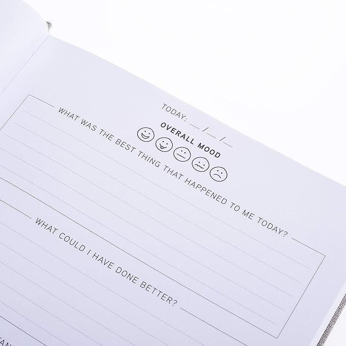 Graphique Self-Care Journal - Positive Mind - 256 Pages - Weekly Quote & Daily Fill in Interiors - Hardbound Fabric Cover - Ribbon Marker (6" x 8")