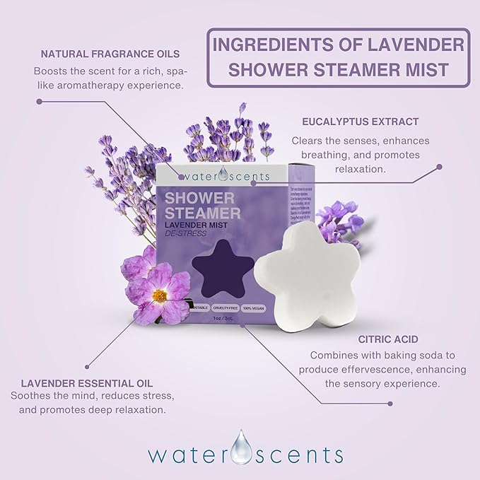 Shower Steamer Mist– Aromatherapy Flower Fizzy with Lavender & Orange Essential Oils – Natural Self Care, Vegan, Travel Essentials, Stress Relief | 1-Pack
