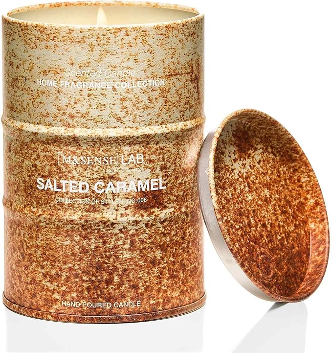 M&SENSE Salted Caramel Scented Candles Natural Non Toxic, Aromatherapy Candle for Stress Relief Meditation Relaxing, Housewarming Gifts for Women Men, 11.3oz 70 Hour Long Burning