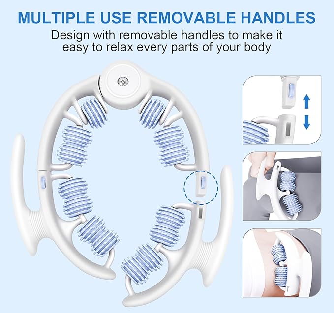 KESHWELL Muscle Massage Roller, Cellulite Remover Massager, Leg Massage Roller for Deep Tissue Relax. Fitness Massage Tool for Arm,Leg,Thigh,Neck,Back,Tennis Elbow.with Removable Handles. Blue