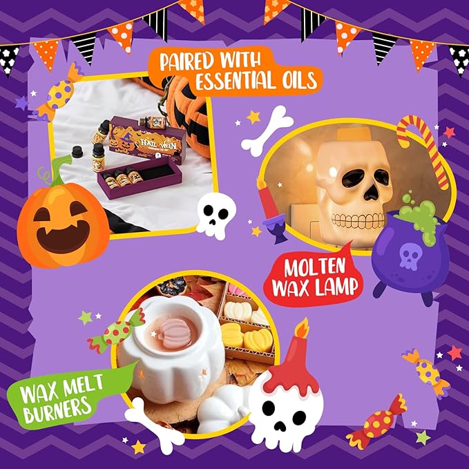 Halloween Scented Wax Melts, Scented Soy Wax Cubes Gift Set for Wax Warmer-Hot Chocolate, Caramel Apple, Caramel Corn, Apple Cider, Candy Corn, Cinnamon Cookies, Halloween Cookies, Pumpkin Pie-8x2.5o