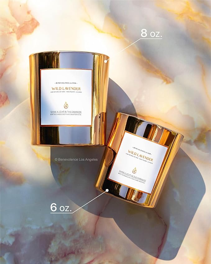 Benevolence LA Wild Lavender Wood Wick Candles | Soy Scented Candles for Home | Gifts for Women and Men | Home Fragrance | Aromatherapy | Shelf Decor, Bathroom Freshener | 8oz, 45 Hour Burn