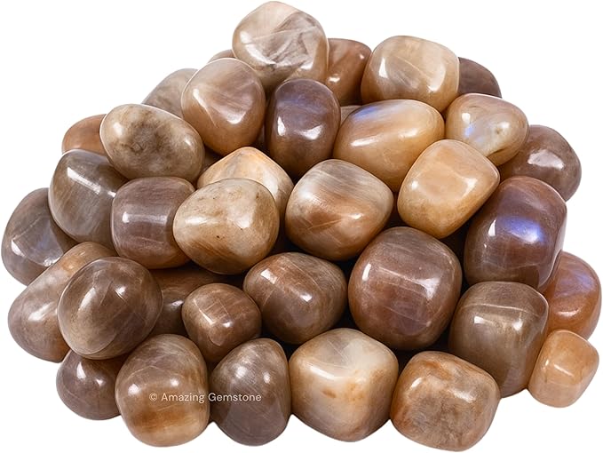 Amazing Gemstone Sun Moonstone Crystals and Healing Stones Tumbled - 1 Oz Sun Moonstone Stone, Natural Healing Stones for Energy Balance, Stress Relief - Polished Gems Rocks