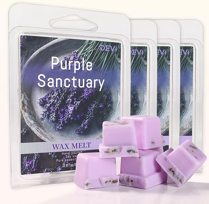 DEVI Scented Wax Melts, Natural Soy Wax Cubes Strong Scent -Lavender& Eucalyptus, Wax Melts Cubes for Warmer, 4 Pack(24-Cubes)