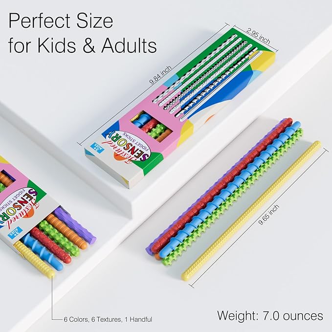 Flexible Sensory Fidget Sticks for Kids,6PCS Sensory Fidget Toys for Stress Anxiety Autistic ADHD,Calm Down Travel Airplane Essentials Toys,Stuffers Gifts for Teens Boys Girls