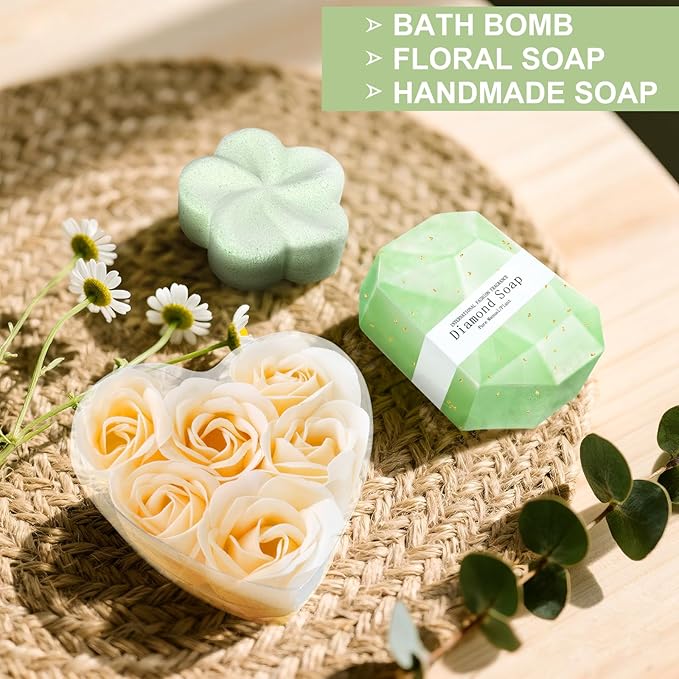 Birthday Gifts for Women, Self Care Gift Get Well Soon Gifts Basket for Women, Flower Relaxing Spa Gift Basket Bath Set,Unique Luxury Self Care Box Gift for Mom Her Wife Sister Girlfriend, Girl Friend