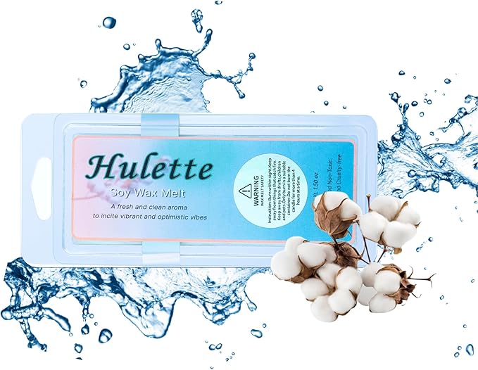 Hulette Cotton & Sea Salt Soy Wax Melts 5 Count, Green Chromotherapy Rectangles, Premium Handcrafted Aromatherapy Fragrance, Long-Lasting Non-Toxic Scented Wax, 4 Pack