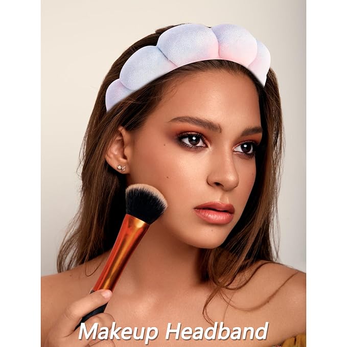 VELSCRUN Spa Headband, Makeup Face Wash Skincare Headbands, 6 Pcs Deep Colorful Sponge Bow Tie Get Ready HairBand Facial Wristband Set, Stuff for Teen Girls Women Trendy Fashion Hair Accessories