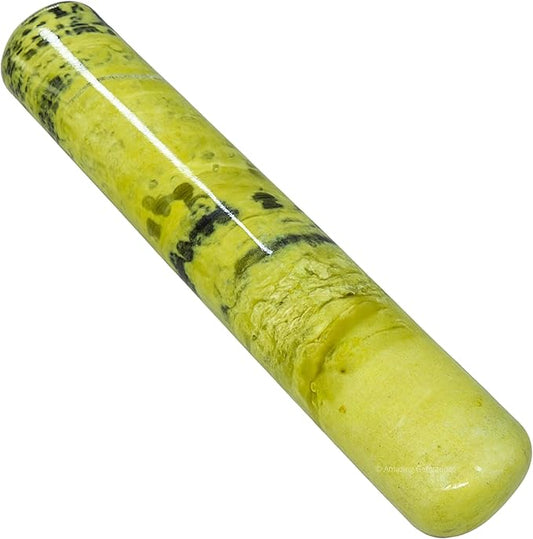 Amazing Gemstone Serpentine Crystal Wand Massage Stick - Pelvic Wand Gua Sha for Adults - Crystals and Healing Stones Massage Wands for Adults Gifts (Smooth)