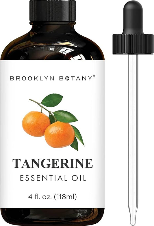 Brooklyn Botany Tangerine Essential Oil - Huge 4 Fl Oz - 100% Pure and Natural - Premium Grade with Dropper - for Aromatherapy and Diffuser