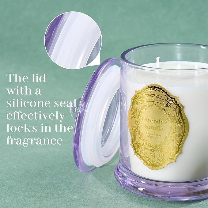 M&SENSE Lavender Vanilla Candles for Home Scented, 2 Wick 12.7oz Soy Wax Candles Non Toxic,70 Hours Long Burning,Luxury Candles Gift for Stress Relief, Meditation, Yoga