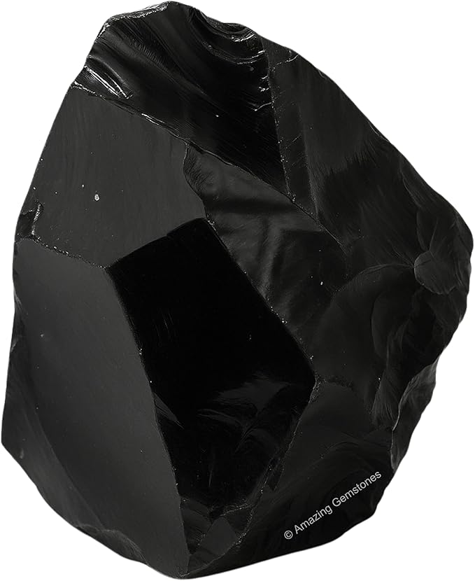Amazing Gemstone Black Obsidian Raw Crystals and Healing Stones, Natural Rocks for Tumbling and DIY Raw Stones and Crystals (5 Pieces)