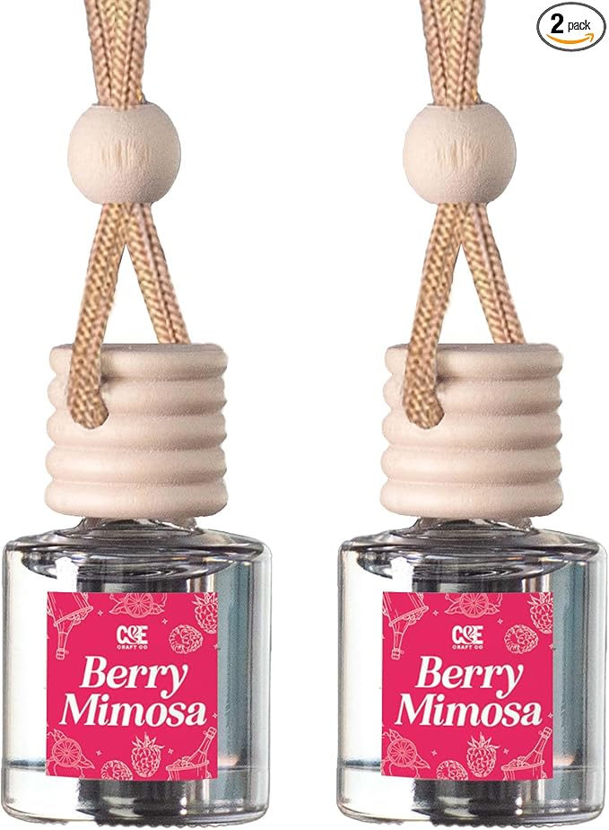 CANDECraftCo Car Air Hanging Fragrance Oil, Car Auto Freshener for Essential Oils, Scents Fragrance Aromatherapy Automobile Diffuser, Long Lasting (Berry Mimosa)