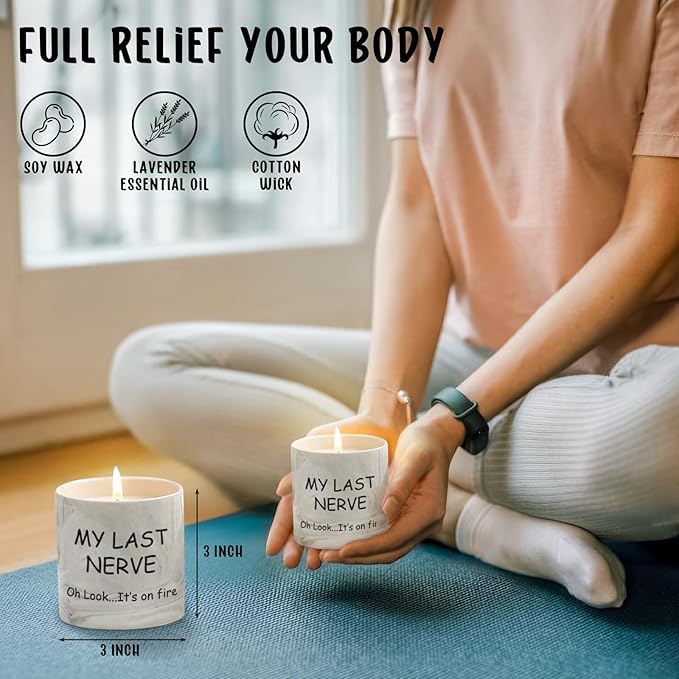 Funny Candle Gifts for Women My Last Nerve Oh Look It's On Fire Candle - Gag Gifts Sarcastic Funny Saying Ceramic Lavender Scented 6 Oz