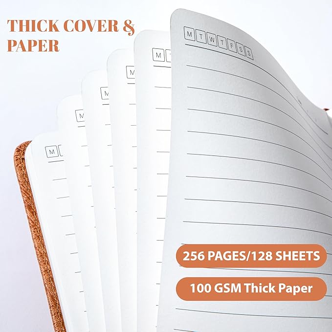 CAGIE Lined Journal for Men Women, Tree Growth Ring Leather Bound Journal Notebook, 256 Pages 100 GSM Journals for Writing, A5 Hardcover Journaling Notebooks for Work, Note Taking