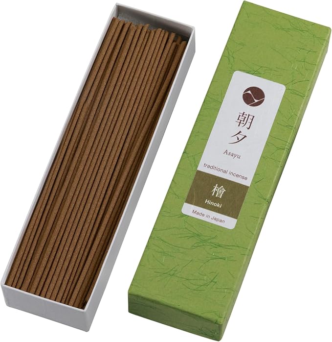Asayu Japan Traditional Incense Sticks Hinoki Cypress Fragrance Scent (20gr) for Morning Meditation, Relax or Yoga, Made in Japan