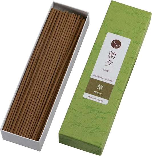 Asayu Japan Traditional Incense Sticks Hinoki Cypress Fragrance Scent (20gr) for Morning Meditation, Relax or Yoga, Made in Japan