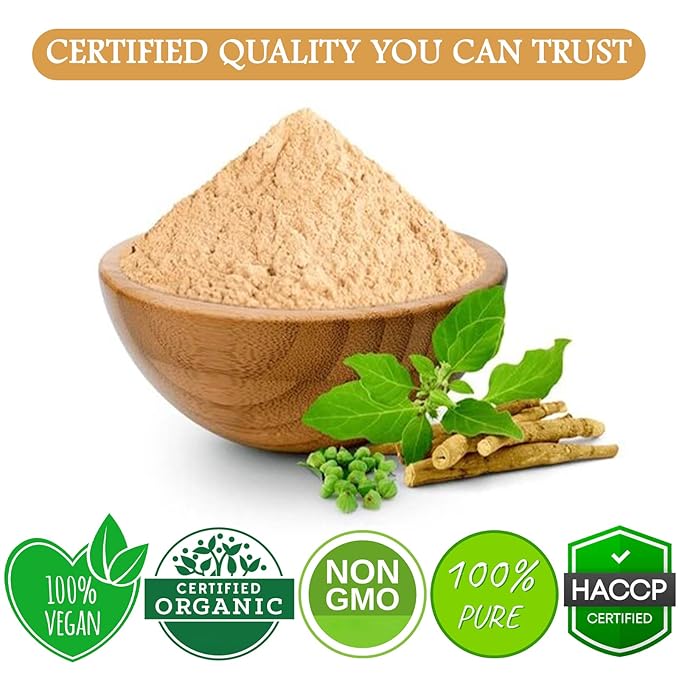 Cure wid Pure Certified Organic Ashwagandha Root Powder – 8oz/ 0.5Lb Non-GMO,Raw & Additives-Free Lab Tested Ashwagandha Powder Organic – Ayurvedic Adaptogenic Herbal Supplement in Eco-Friendly Bag