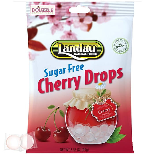 DOUzzle Sugar Free Cherry Hard Candy Drops, Dye Free (1 Pack) Individually Wrapped - Healthy Low Calorie Snack, Gluten Free, All Natural, No Preservatives, No Aftertaste - Kosher Parve