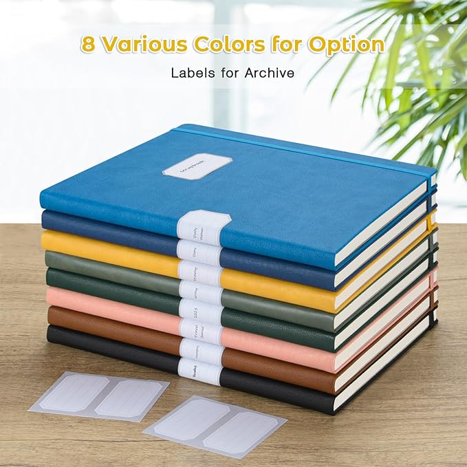 College Ruled Notebook, A4 Hardcover Leather Notebook for Work, Lined Notebook Journal for Women, Men, 192 Thick Paper, 8.5" x 11", Large Notebook with Pockets, Professional Business Notebook, Yellow