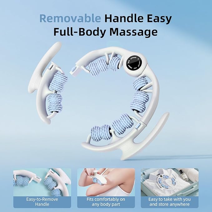 Cellulite Massage Roller for Legs, Anti Cellulite Massage Tool with Detachable, Fats Remover for Legs, Thighs, Butt, Fascia Massage Tool for Lymphatic Drainage & Deep Tissue Pain Relief (Blue)