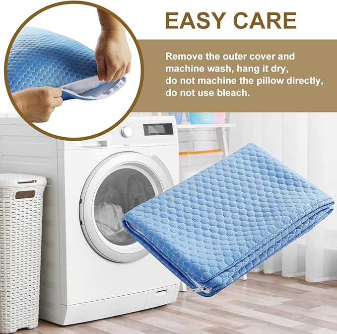 Ivellow Travel Pillow Cooling Camping Pillow for Sleeping Compressible Shredded Memory Foam Pillow Compact Firm Supportive Pillow for Adults Kids Outdoor Backpacking Hiking Essential Gear Blue M