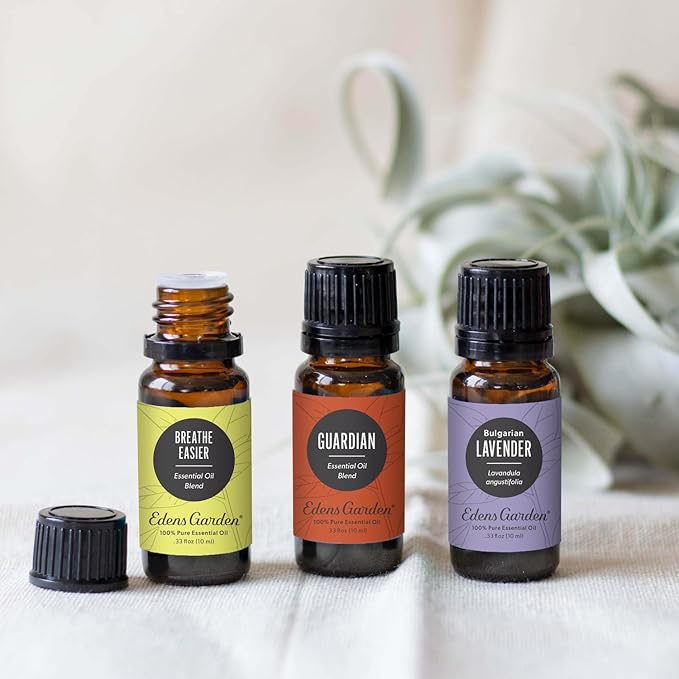 Edens Garden Essential Oils Well-Being 3 Set – 100% Pure Therapeutic Grade, Undiluted, Natural Aromatherapy for Skin, Diffusers & Home – Includes: Breathe Easier, Guardian & Lavender, 10 ml/ 3 Pack