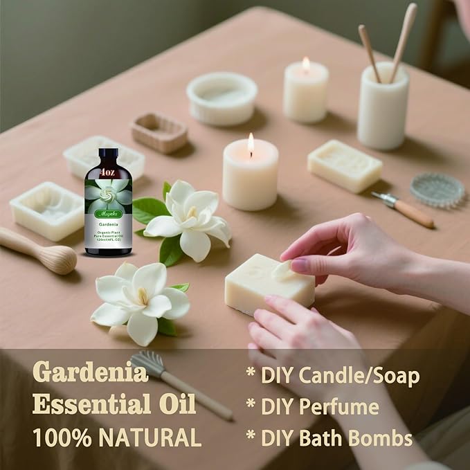 Gardenia Fragrance Oil-Gardenia Essential Oil 4.33oz (130ml)-100% Pure Natural Scent for Diffusers, Candles, Soap Making & Aromatherapy-Relaxing Home & Gift Essential Oil for Bath, Massage