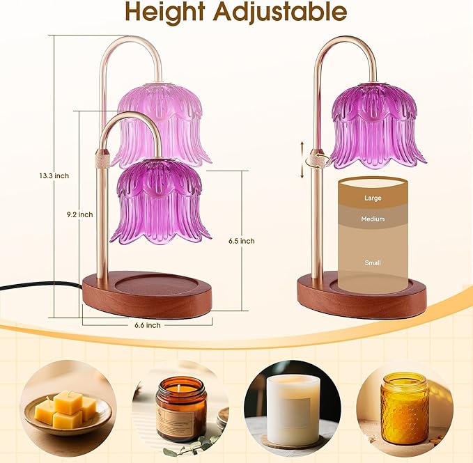 Candle Warmer Lamp Adjustable Timer Electric－Purple Flower-Shaped Wax lamp
