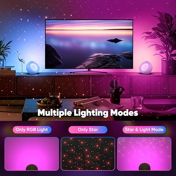 Bedside Table Lamp for Bedroom - Star Night Light with 7 Color Lighting, Small Lamp for Nightstand for Kids, Adults, Living Room, Desk, Dorm, Home