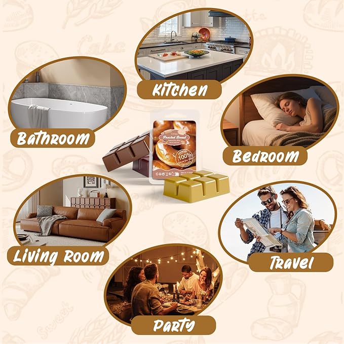 Bakery Scented Wax Melts, Holiday Scented Wax Melts, Strong Scented Soy Wax Cubes/Tarts for Warmer, Candle Wax Melts for Home, Roasted Coconut,Apple Cinnamon,Pumpkin Pie,Smores - 8x2.5oz