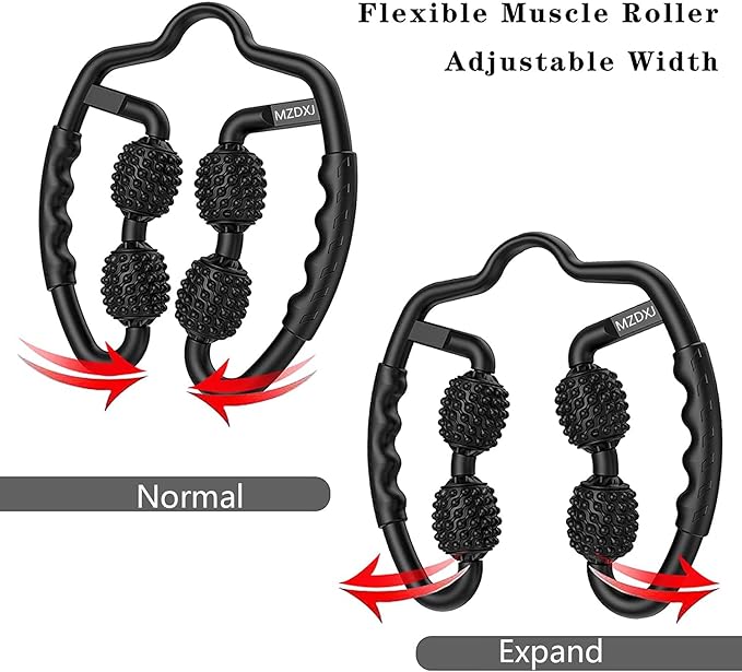 Cellulite Massage Tool Muscle Roller - Deep Fascia Massager & Dimpled Skin Remover for Legs, Thighs & Buttocks - Anti-Cellulite Roller, Smooth Skin, Pain Reliefs Black（Black - 4 Wheel）