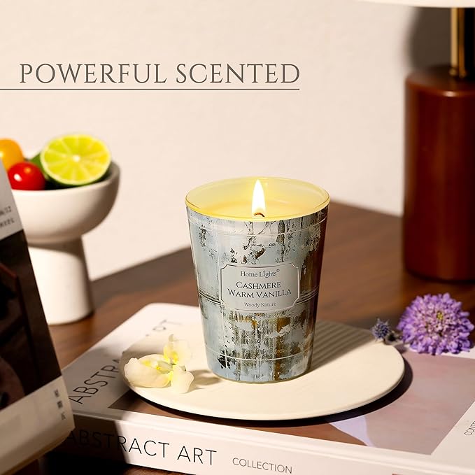 HomeLights Scented Candles for Women & Men, 6.7oz Candle Jars Aromatherapy Single Wick Candle, Ideal for Industrial Chic Home Decor and Gifts, Cashmere Warm Vanilla