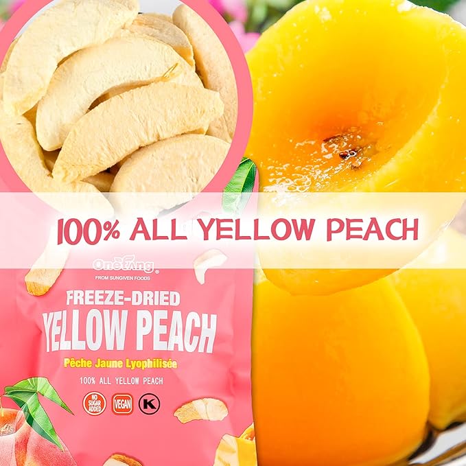 ONETANG Freeze-Dried Fruit Yellow Peach Chips, 9 Pack Single-Serve Pack, Non GMO, Kosher, No Add Sugar, Gluten free, Vegan, Holiday Mothers Day Gifts, Healthy Snack 0.35 Ounce