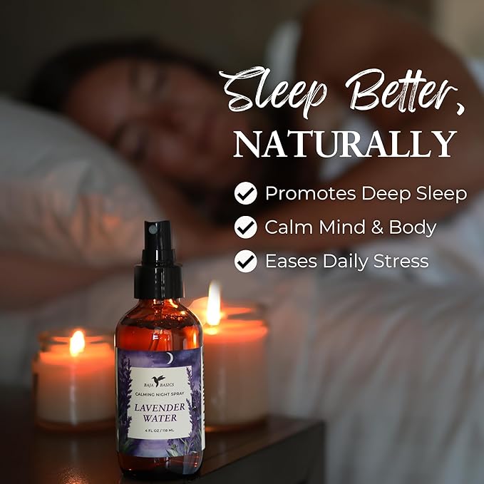 Lavender Spray for Sleep – Soothing Pillow Mist for Deep Relaxation, Stress Relief, and Restful Nights – Calming Aromatherapy for Sleeping – Lavender Linen Spray for Bedding – 4 oz