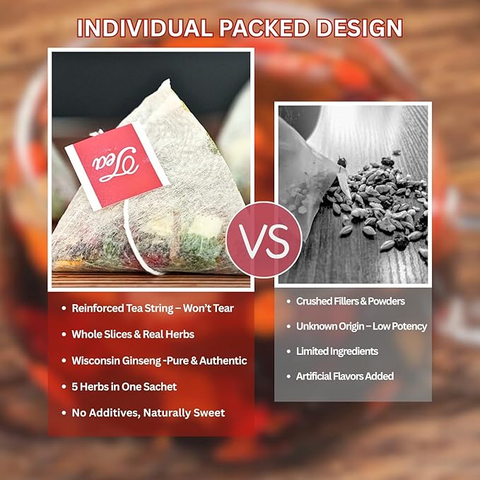 American Ginseng Six Treasures Tea，Kidney Tea Formula with WolfBerry & Mulberry，Six Treasures Natural Herbal Tea for Men & Women ， 6 Precious Ingredients Formula （ 30 Bags ）