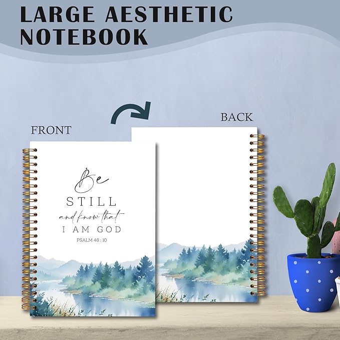Be Still and Know That I Am God Christian Spiral Notebooks, Psalm 46:10 Bible Verse Journal, Scripture Journals for Writing, Religious Notebook for Note Taking, 5.5x8.3 Inch