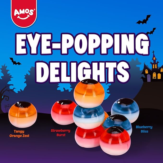 Amos 4D Gummy Eyeball Candy, Individually Wrapped 3D Eyeballs Shaped, Perfect Treat for Kids Halloween Parties Gift(40 Count)