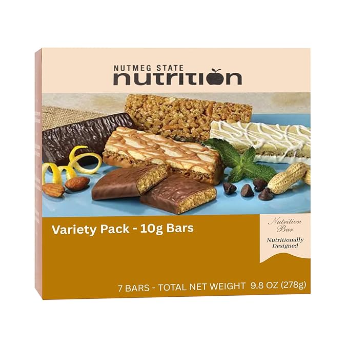 Nutmeg State Nutrition High Protein Bars, 7 Servings Per Box (1 Box (7 Servings), Variety 10g (Chocolate Mint, Lemon Meringue, Marshmallow Brownie Crisp, Peanut Butter Crunch, Peanut Butter Mousse, Sweet and Salty Peanut))