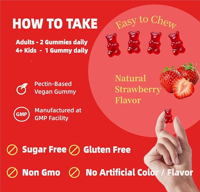 Magnesium Glycinate Gummies for Adults & Kids, 1000mg High Absorption Magnesium Complex Supplement, Sugar Free with Potassium,Vitamins for Calm, Sleep Supprt, Stress Relief, 90 Counts