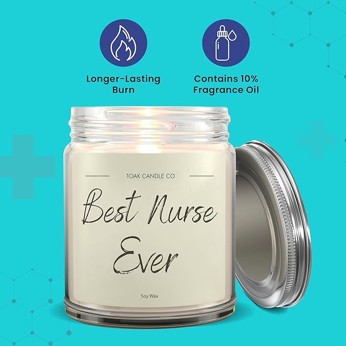 1OAK Vanilla Scented Nurse Candle - Best Nurse Gifts for Women, Men - RN Graduation Gift