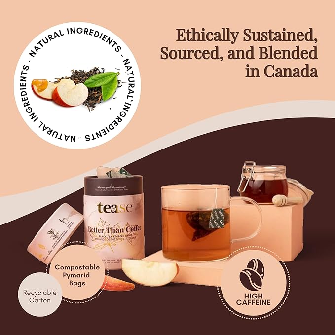 Tease Tea Organic Black Tea - Better Than Coffee Herbal Tea, Redefine Your Mornings, Organic Black Loose Leaf Herbal Tea Made with Apple, Blackberry Leaves for a Perfect Daily Boost