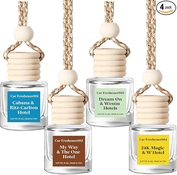 Car Air Freshener Hanging Diffuser, Essentials Oil Car Fresheners for Car Long Lasting Fragrance Car Air Diffusers, Made in USA (4 combo)