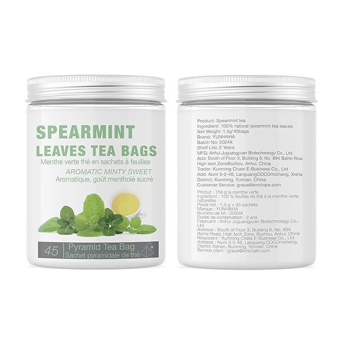 45 Spearmint Tea Bags - Traditional Herbal Mint Tea - Dried Spearmint Leaves - Caffeine-Free