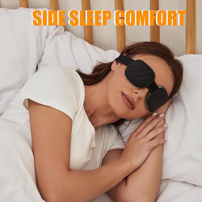 Eye Mask for Sleeping - 100% Blacking Sleep Mask for Men Women, Sleep Mask for Cpap Users with Adjustable Night Blindfold Flight, Travel, Nap, Black