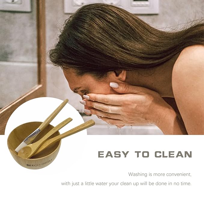 Face Mask Mixing Bowl Set Bamboo,8 Pcs Diy Facemask Mixing Tool Kit With Facial Mask Bowl,Spatula,Spoon,Brush,Empty Refilable Lotion Pump Bottle,Cream Jar and Dropper Bottle and Tray