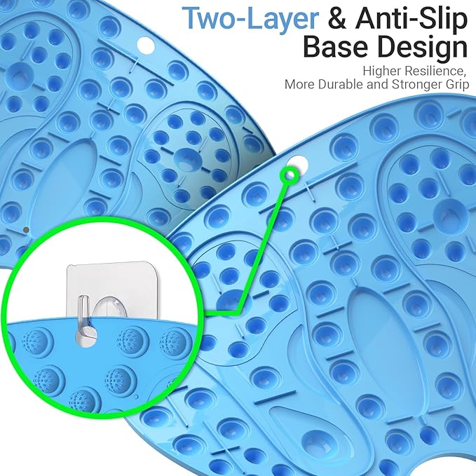 Foot Massager Mat 2PCS, Foot-Shaped Reflexology Mat with Magnetic Therapy, Under Desk Mat Acupressure Mat for Feet Relaxation, Pressure Point Mat for Pain, Fatigue and Stress Relief (Bluex2)