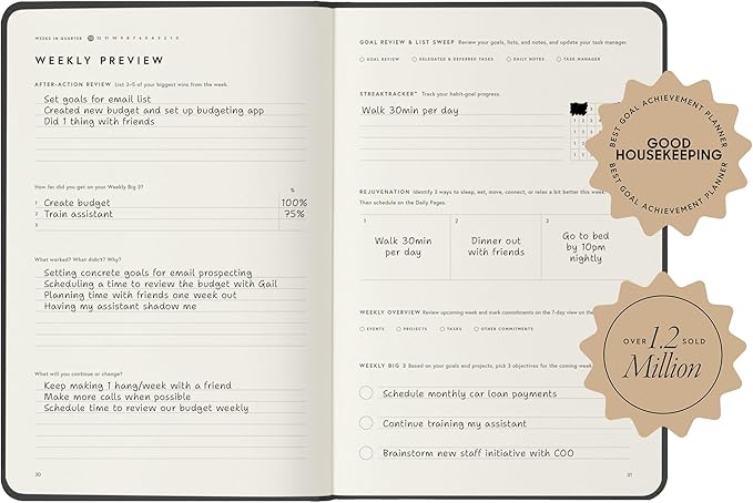 Full Focus Black Vegan Leather Planner by Michael Hyatt - The #1 Daily Planner to Set Annual Goals, Increase Focus, Eliminate Overwhelm, and Achieve Your Biggest Goals - Hardcover