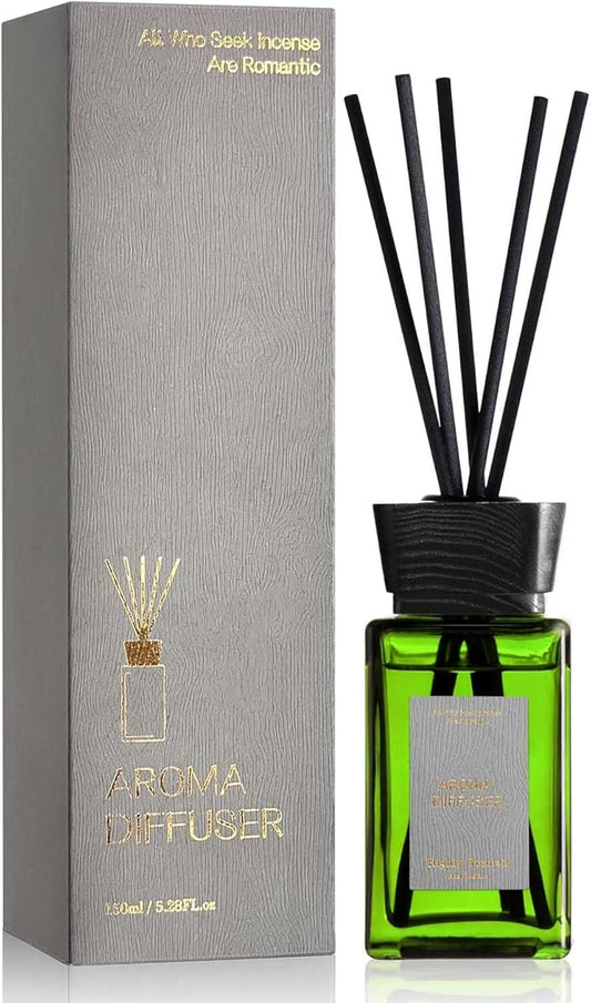 Reed Diffuser Set, 5.2 oz Jasmine Scented Reed Diffuser with Sticks, Home Fragrance Reed Diffusers for Home Air Freshener, Bathroom Bedroom Apartment Office Shelf Decor